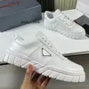 Lady Designer Casual Shoes Triangle Thick Sole Double Wheel Nylon Sneakers Women White Canvas Luxury Low Leather Shoes ZD00