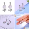 Dangle Lustre Filles Belle Rose Swirly Lollipop Drop Boucle D'oreille Bowknot Zircone Pierre Minuscule Goujon Mignon Piercing Bijoux Fo Dhgarden Dhyi2