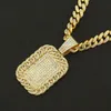 Подвесные ожерелья Hip Hop Iced Out кубинские сети Bling Diamond Square Brand Mens Mens Miami Gold Chain Charm Jewelry Dire