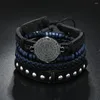 Bracelets de charme 4pcsTrendy Rétro Croix Cuir Pour Hommes Viking Style Sauvage Bracelet Bijoux Tissé Ensemble En Gros