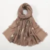 Foulards Glitter Brillant Imprimé Fleur Coton Hijab Écharpe Musulman Long Châles Foulard Wraps Foulard Islam Bandeau Turban Parti Étole