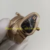 3 Color Ladies With Box Papers Watches Women Quartz Black Dial Diamond Bezel Tubogas Serpenti 101911 Casual Dress 18K Rose Gold Everose Women's Bracelet Watch