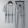 Mens Tracksuits Men T Shirt Suit Pants 2 Piece Set Overdimensionera 6xl 7xl 8xl Plus Size Kort ärm Black Tshirts Summer Fashion Loose Drop 230414