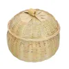 Dinnerware Sets Bamboo Basket Lid Woven Hamper Creative Baskets Wicker Storage Green Bowls