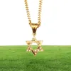 Iced out rostfritt stål guld mini stjärna av David Necklace Punk Style Classic Six Pointed Hexagram Pendant Jewelry3334395