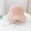 Kapelusze 1PC Casual Lace Baby Hat Summer Princess Straw Cap Fashion Sun Sun Protection Beach Kids Panama Khaki Pink Beige