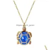 Pendant Necklaces Csxjd Luxury Fashion Necklace High Quality Copper Blue Gem Can Be Opened Tortoise Long Drop Delivery Jewelr Dhgarden Dhd2E