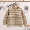 Manteau en duvet de canard blanc pour enfants, veste sans col, plumes pour garçons et filles, doublure de vêtements chauds, automne-hiver, 2023