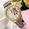 Montres-bracelets 2023 Mode Rose Fleur Montres Femmes Graffiti Bracelet En Cuir Quartz Montre-Bracelet Dames Casual