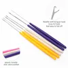 10PC Hook Needles 5Pcs plastic handle ultrafine crochet knitting tool wool lock knitting hair extension buckle knitting 231115