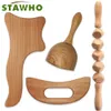 Masajeador de cuerpo completo Terapia de madera Herramienta de masaje Juego de madera Rodillo y kit de maderoterapia de contorno Gua Sha Drenaje linfático 231115