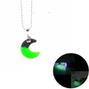 Pendant Necklaces Stainless Steel Chain Resin Night Fluorescent Moon On The Dark Neck For Women And Men Jewelry Gift Luminous