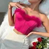 Женские майки Y2K, нечеткие топы, сексуальная девушка, плюшевый слинг, розовая кофточка, женский летний облегающий короткий топ ручной работы, уличная футболка, модная мода