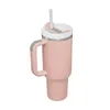 Tasses noires roses blancs néon électriques extincteur H2.0 40oz en acier inoxydable gobelers tasses avec couvercle de manche en silicone et paille