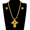 Ensemble collier et boucles d'oreilles, pendentif grande croix et tour de cou de 2cm pour femmes éthiopiennes érythréennes africaines Habesha