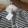 Пуловер для маленьких девочек и мальчиков, полосатая куртка для малышей, вязаный кардиган с длинными рукавами, повседневный свитер на молнии, одежда 3M2Y 231115