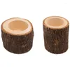 Portacandele 2 pezzi porta rami di albero in legno vintage lume di tè in legno cena a lume di candela deco alto medio