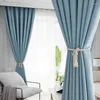 Gordijn Europese stijl vlasgordijnen voor woonkamer black -out vaste kleur keuken isolatie cortinas slaapkamer erker raam op maat