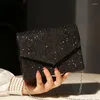 Evening Bags Black Crossbody Bag For Women Vintage Bling Sequins Clutch Purse Ladies Office Messenger Shoulder High Quality Luxury 2023