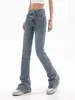 Calças de brim femininas flare cintura baixa solta confortável para calças femininas 2023 outono elástico moda estilo namorado calças jeans