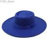 Breite Krempe Hüte Eimer Hüte Fedora Hüte für Frauen Neue 9,5 cm Breite Krempe Kleid Männer Kappen Filz Hut Panama Kirche Hochzeit Band Band Männer Hut Sombreros De Mujer YQ231116