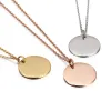 Stainless Steel Round Pendant Necklace Creative Blank DIY Necklace Fashion Jewelry Accessories Valentine's Day Gift LL