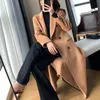 Women's Fur Faux Fashion Winter Trench Coat for Women Elegant Korean Casual Doublebreasted Wool Long Jacket Black Office Lady Loose Outwear 231115