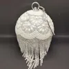 Evening Bags DG PEAFLOW Round Circular Gold Diamond Tassel Bridal Women Party Crystal Clutch Bag Wedding Wristlets Purse 231115