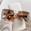 Sunglasses Gradient Designer Women Glitter Rhinestone Big Frame Eyewear Ladies Uv400 Rectangle Colorful Mirror