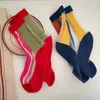 Women Socks Trendy Brand Cool And Breathable Thin Glass Fiber Mid Tube Ins Vertical Striped Color Card Silk Women's