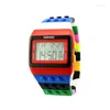 Wristwatches Children's Watches Digital Led Chic Unisex Colorful Constructor Blocks Sports Relogio Masculino Wrist Women Watch Kids Gifts