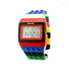 Armbanduhren Kinderuhren Digital Led Chic Unisex Bunte Konstruktor Blöcke Sport Relogio Masculino Handgelenk Frauen Uhr Kinder Geschenke