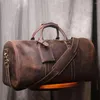 Borsoni AIGUONIU Vintage Uomo Bagaglio a Mano Borsa da Viaggio in Pelle Geunine Messenger a Spalla Singola di Grande Capacità per Laptop da 15 Pollici