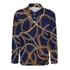 Men's Polos Gold Chain Casual T-Shirts Man Belts Print Long Sleeve Polo Shirt Turn-Down Collar Trending Spring Design 3XL 4XL 5XL