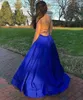 Prom Dresses Royal Blue Evening Gown Party Formal New Custom Plus Size Zipper Lace Up Sleeveless A Line Backless Spaghetti Satin