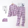 Nachtkleding voor dames Damespyjama's Grote maten S-XL Kleding Dames Flanel Katoen Homewear Pak Herfst Winter Pyjama Geruite print Slaaptopjes 231116