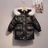 Manteau en duvet pour filles de 2 à 9 ans, à capuche, épais, chaud, Long, coupe-vent, vêtements pour enfants