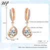 Dangle Oorbellen Klassieke Spiraal Rose Goud Kleur CZ Zirconia Drop Fashion Engagement Sieraden Voor Vrouwen Gift E685