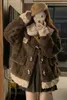 Women's Trench Coats Cowhide Button Cotton Jacket For Women In Winter Furry And Warm Thickened Knitted Ladies Coat