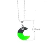 Pendant Necklaces Stainless Steel Chain Resin Night Fluorescent Moon On The Dark Neck For Women And Men Jewelry Gift Luminous