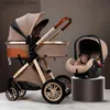 Strollers# Luxury Baby Stroller 3 in 1 High Landscape Baby Cart Can Sit Can Lie Portable Pushchair Baby Cradel Infant Carrier Free Shipping Q231117