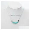 Pendant Necklaces Fashion Natural Stone Turquoise Tigers Eye Necklace Black Lava Aromatherapy Essential Oil Diffuser For Drop Delivery Dh8O2