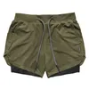 Heren Running Shorts Sportpant voor mannelijk Dubbeldek Snelle drogen Fitness Men Broek Jogging Gym Short Pants Mans Summer Casual