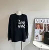 L Letters Print Mohair Pullover Mäntel für Frauen lose weiche Plüschpullover Designer Damen Laurents Rundhalsmantel hochwertige Damenoberbekleidung