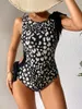 Costumi da bagno da donna 2023 Costume da bagno intero con stampa sexy Backless Strappy Women Push Up Flower Body Beachwear Costume da bagno