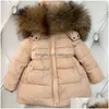 Abrigo de abajo de calidad superior para niños Baby Girl Invierno Cuello de piel grande Parka Chaqueta de pato Cálido Abrigo engrosado Ropa para niños Drop Delive DHCHR