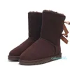 Kvinnor Snöstövlar Triple Black Chestnut Purple Pink Fashion Classic Kne Ankel Kort Hög häl Boot Woman Håll varma designerskor