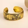 Bangle gouden kleur verzilverde antieke bronzen metalen olifant open voor vrouwen vintage gesneden manchet brede armband sieraden cadeau