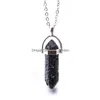 Pendant Necklaces Hexagonal Prism Black Lava Stone Necklace Aromatherapy Essential Oil Per Diffuser Pendant Jewelry Drop Del Dhgarden Dhbo8