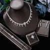 Necklace Earrings Set Luxury 4 Piece Bridal Wedding Jewelry For Women Flower Butterfly Cubic Zirconia Ring Bracelet Accessories